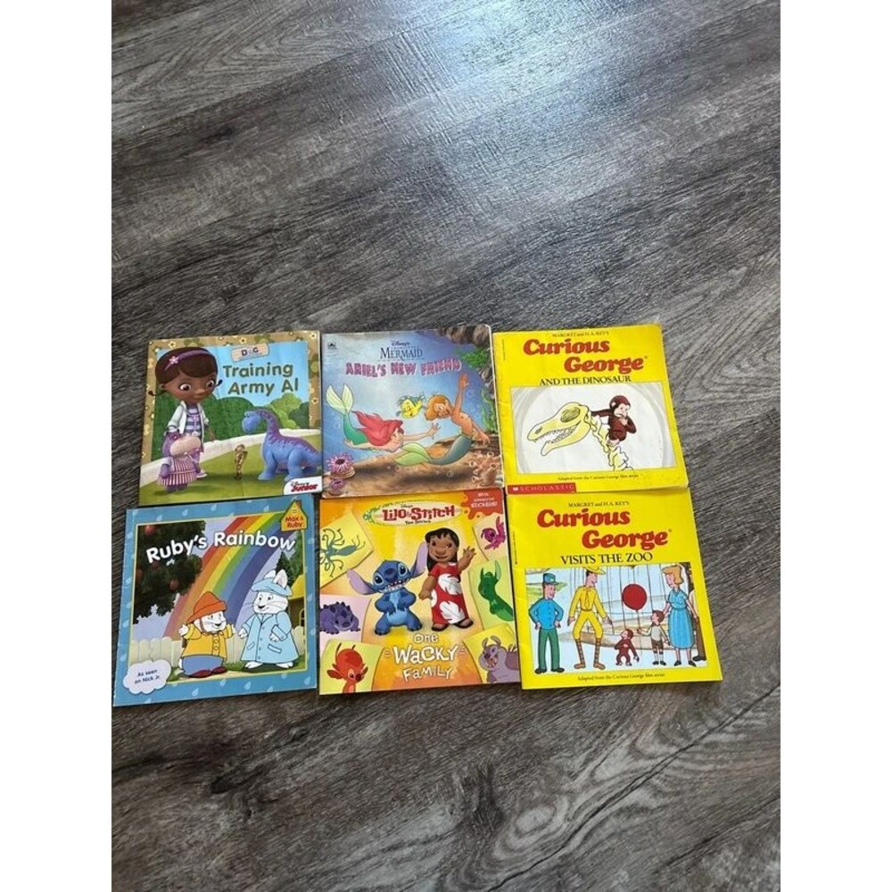 Vintage Book Lot 6 books Disney Max & Ruby Lilo Stitch Curious George